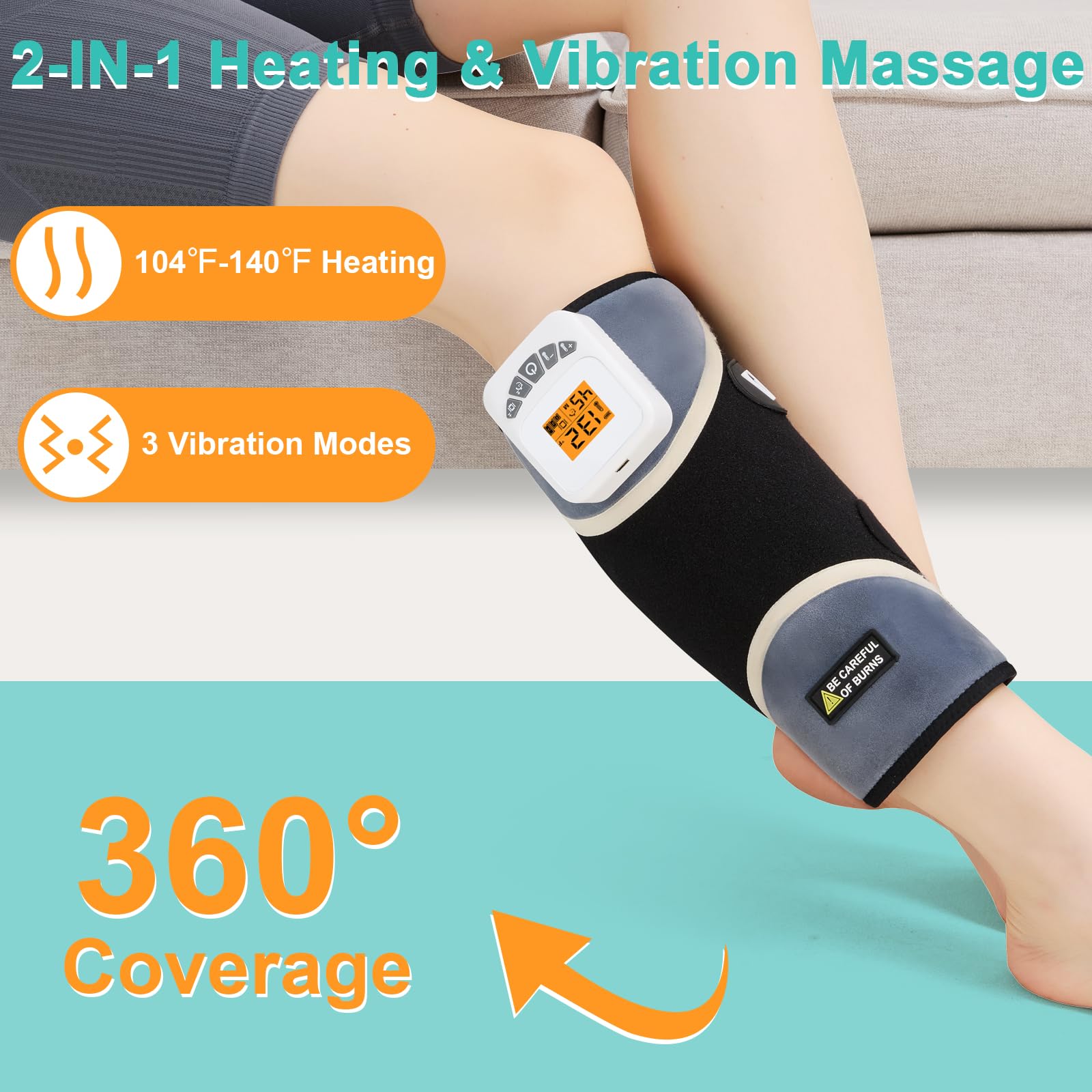 AOBOCO leg massager with upgraded touch screen for easy real-time control.