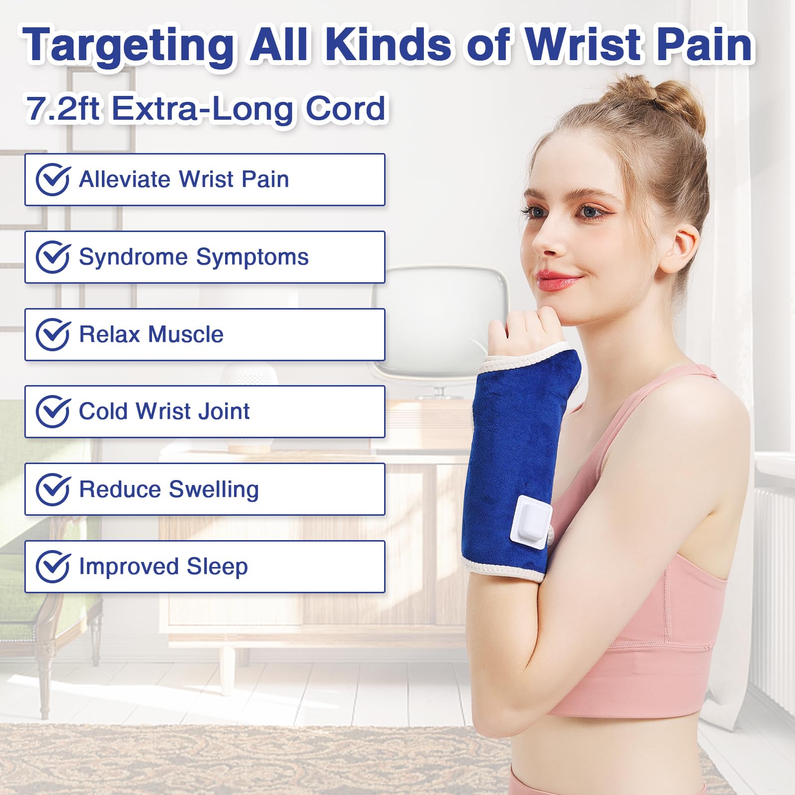 AOBOCO wrist wrap extended cord enables comfortable use from couch to desk