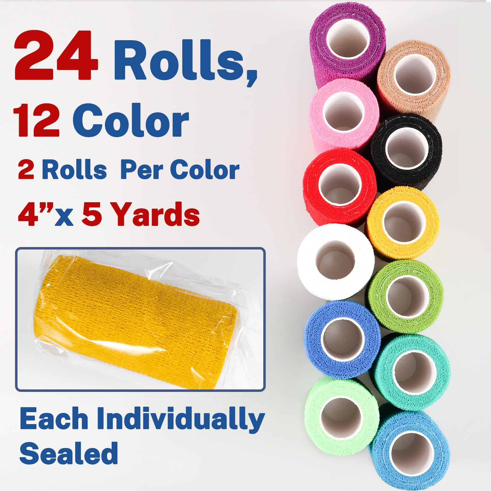 AOITMZAY bandage wrap safely adheres to itself, no skin irritation or scissors needed.