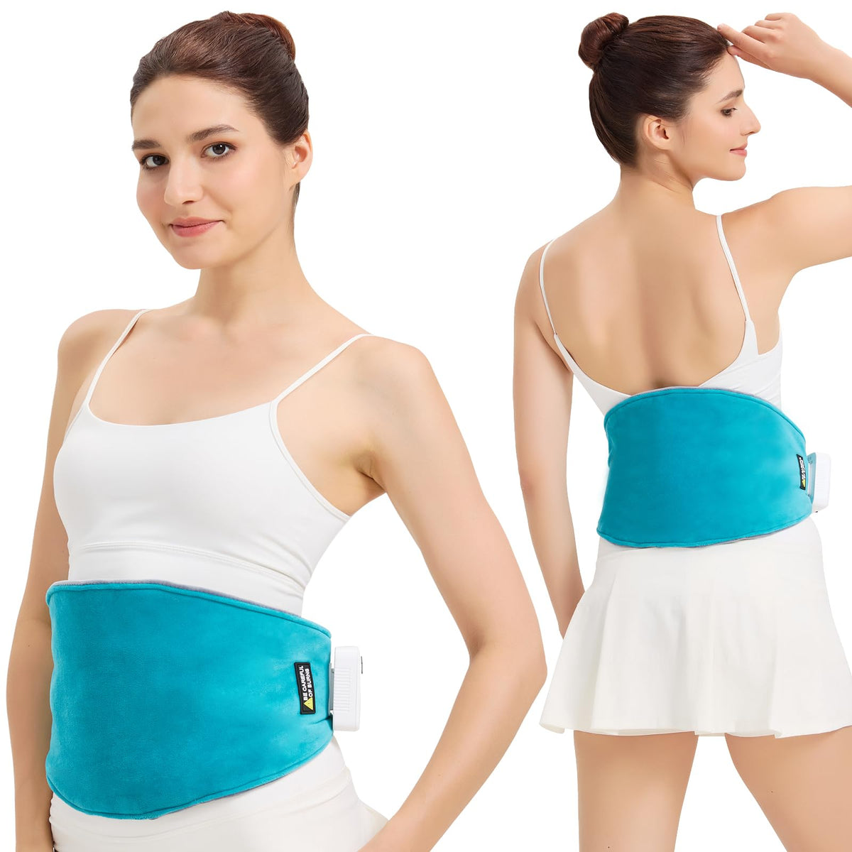AOKESTE cordless heating pad in use on bed offering portable warmth