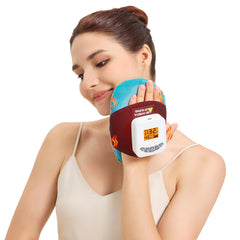 AOKESTE cordless heating pad with massager applied to the back for targeted warmth.