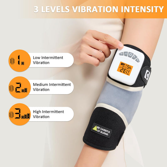 Close-up of the massage motors on the AOKESTE elbow pad, highlighting quiet operation.