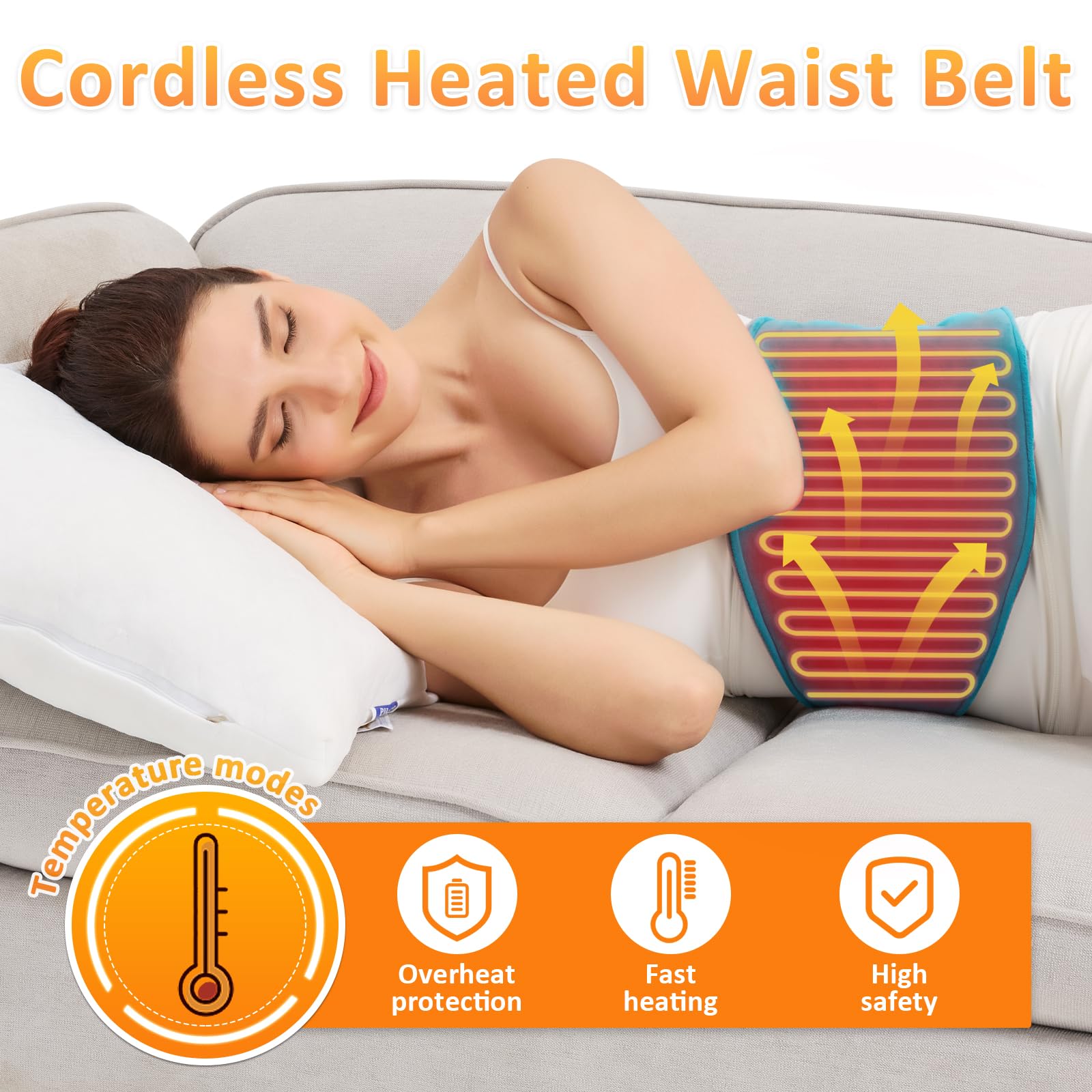 AOKESTE heating pad battery view shows 5000mAh capacity for daylong use