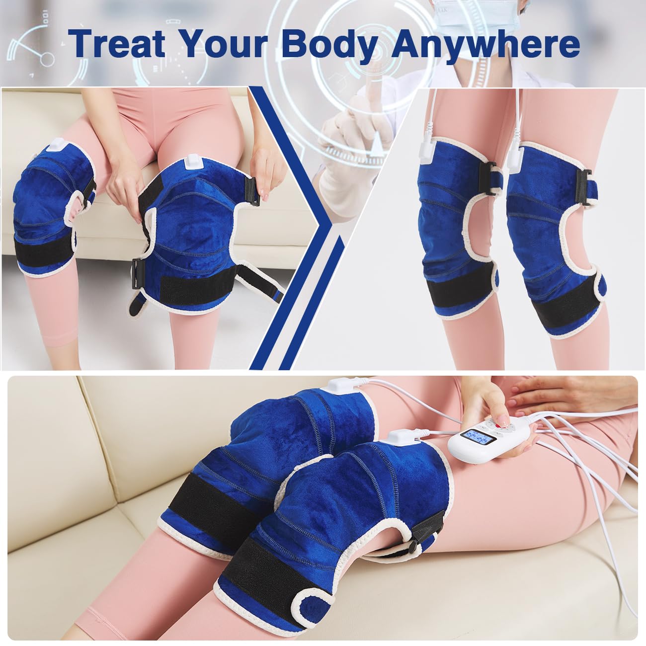 AOKESTE knee heating pad LED backlight ensures visibility at night.