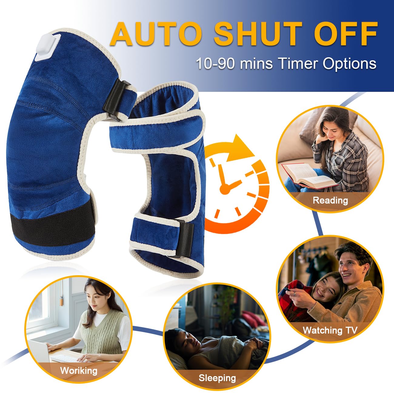 AOKESTE knee heating pad long cord supports flexible placement.