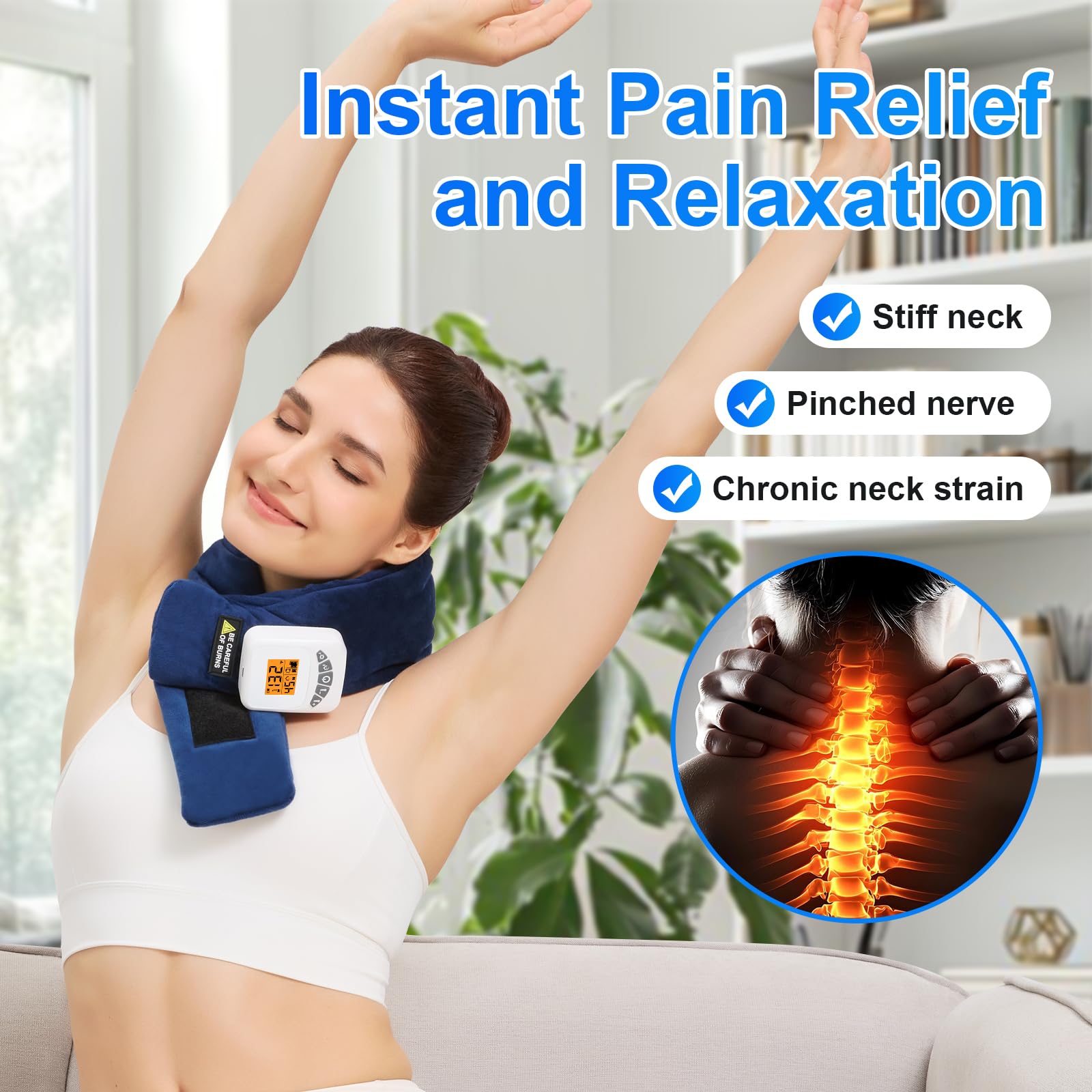 AOKESTE neck heating pad soft skin friendly fabric for comfortable wear.