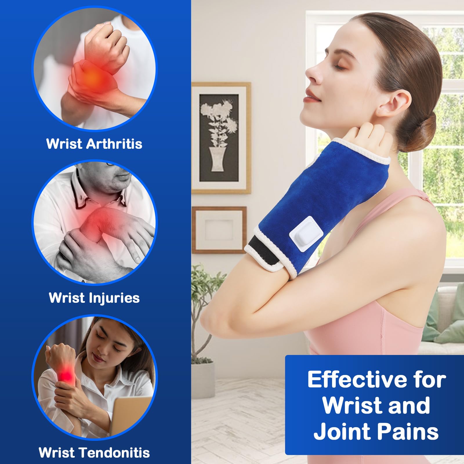 Three-strap wrist wrap keeps the pad securely in place during activities.