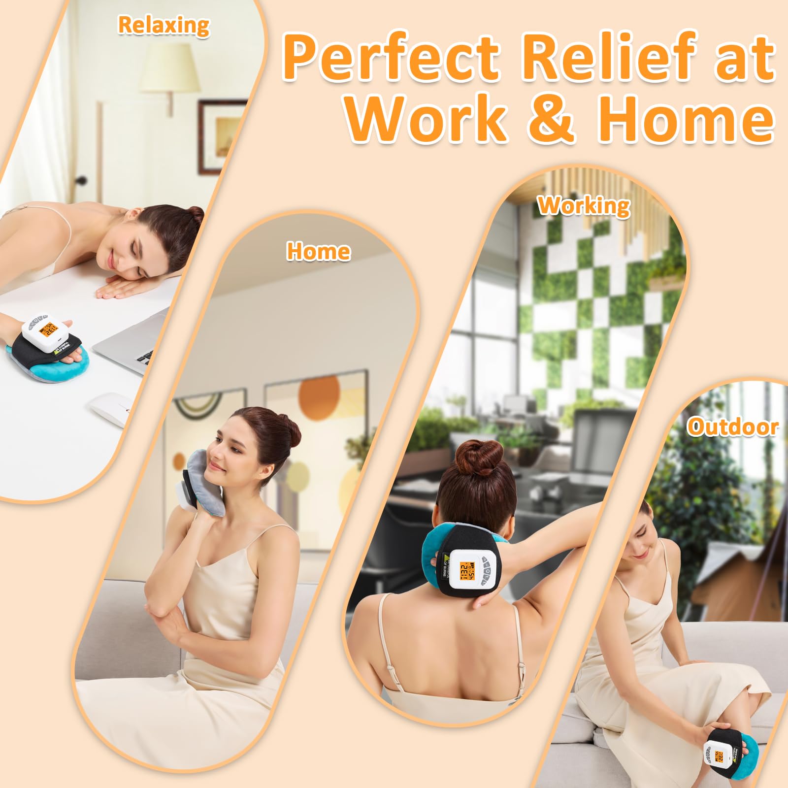 AOKESTE wireless control panel shown with three massage modes for quiet operation.