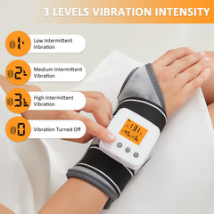 AOKESTE wrist heating pad showing adjustable heat levels for customizable comfort.