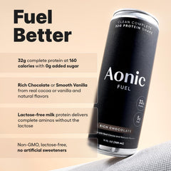 No added sugar, real cocoa flavor in AONIC Fuel shake