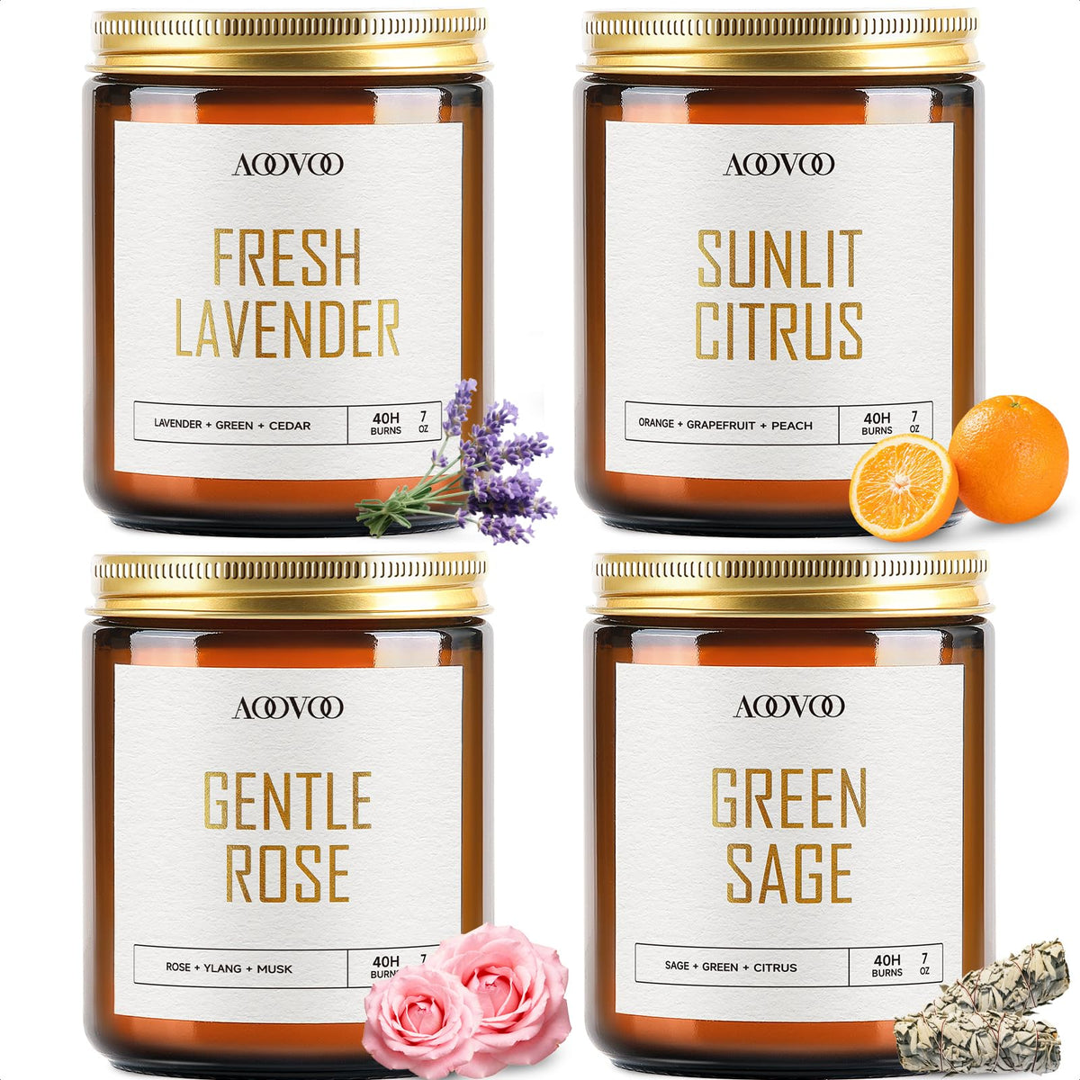 AOOVOO Lavender jar candle in the set creates calming ambiance for relaxation.