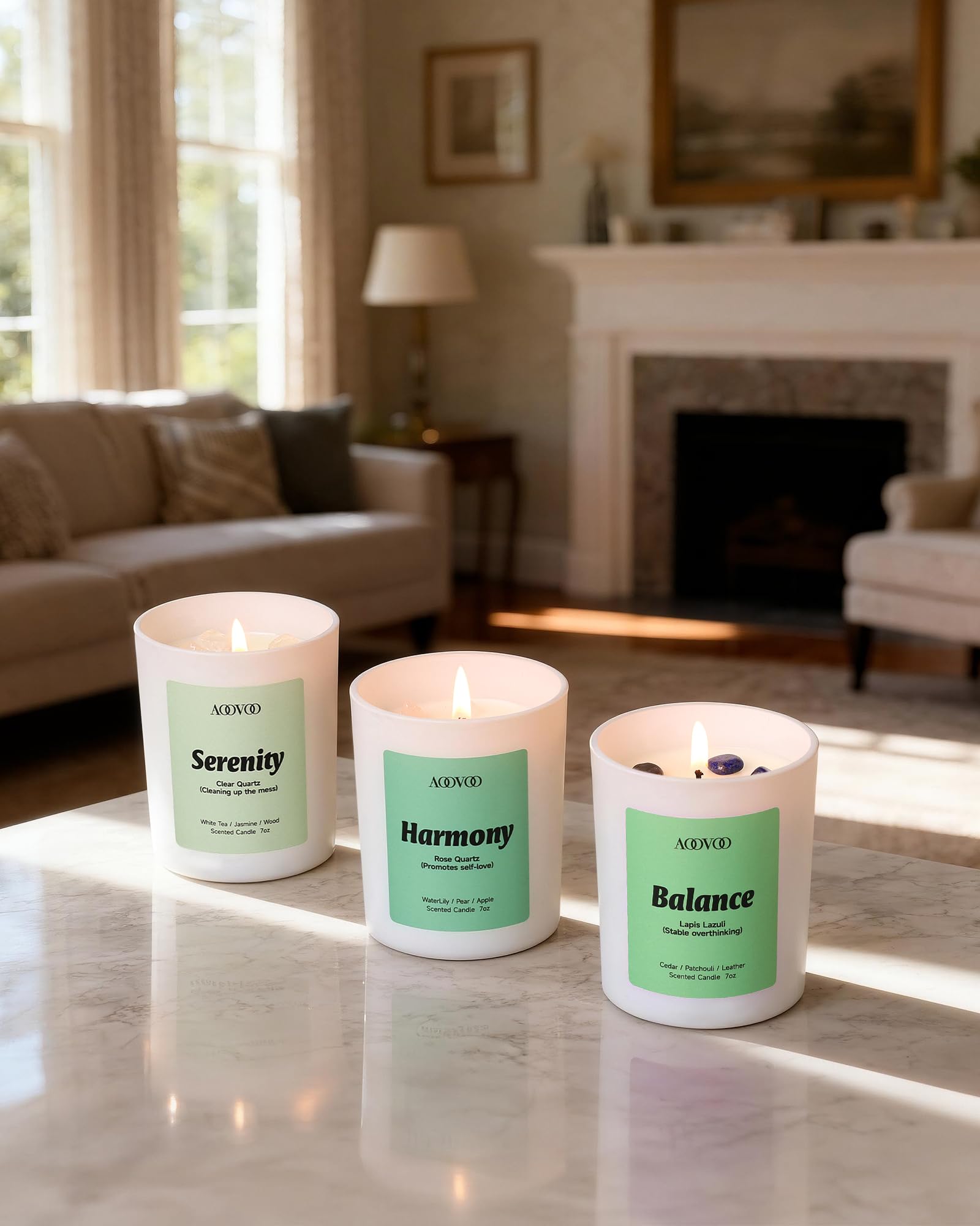AOOVOO Amethyst crystal close-up enhances calming ambiance.
