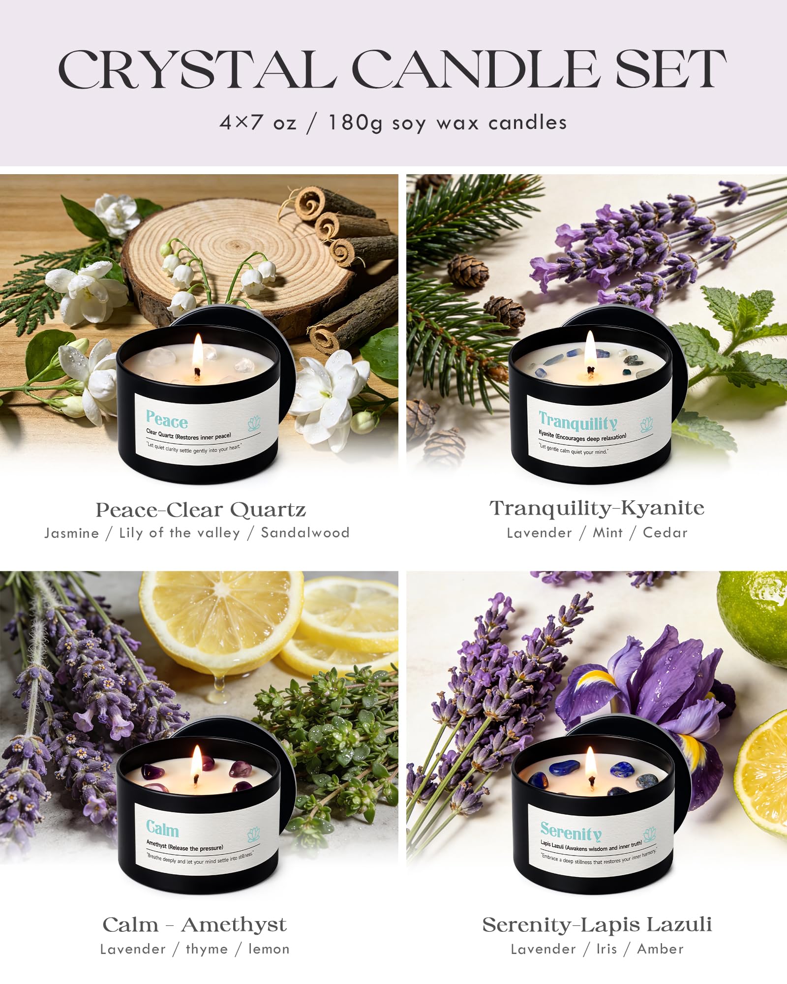AOOVOO Crystal Calm Candles sixpointfive-ounce candle focuses on long burn time.
