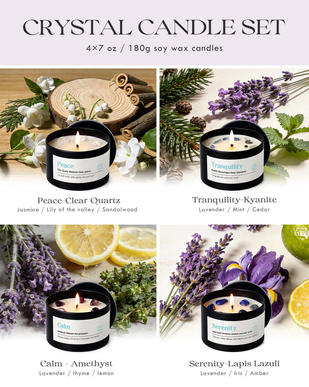 AOOVOO Crystal Calm Candles sixpointfive-ounce candle focuses on long burn time.