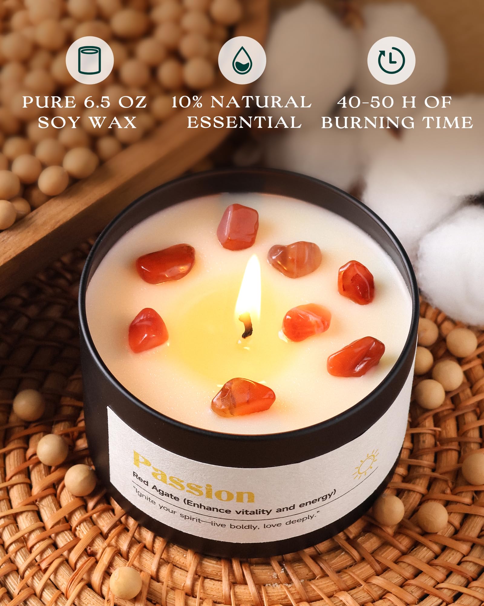 AOOVOO Crystal Energy Candle with rose quartz fosters love and harmony at home