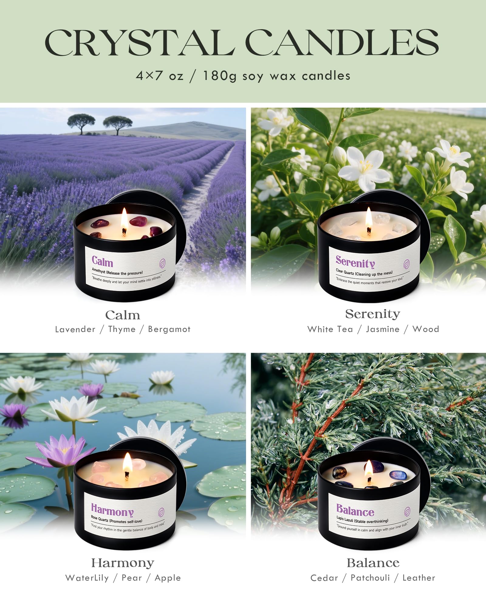 AOOVOO Crystal Soothing Candles Lapis Lazuli Balance for grounding and inner peace