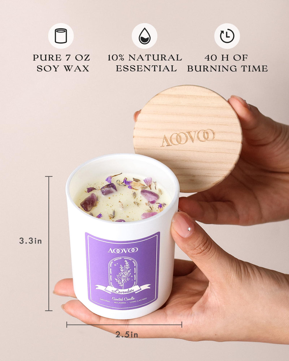 AOOVOO dried flowers accent on candle for natural decor