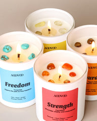 AOOVOO Empower Candles Set Courage fragrance with tiger's eye crystal for bravery.