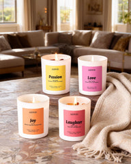AOOVOO Energy Candles Love Rose Quartz with Rose Jasmine for emotional balance at night.