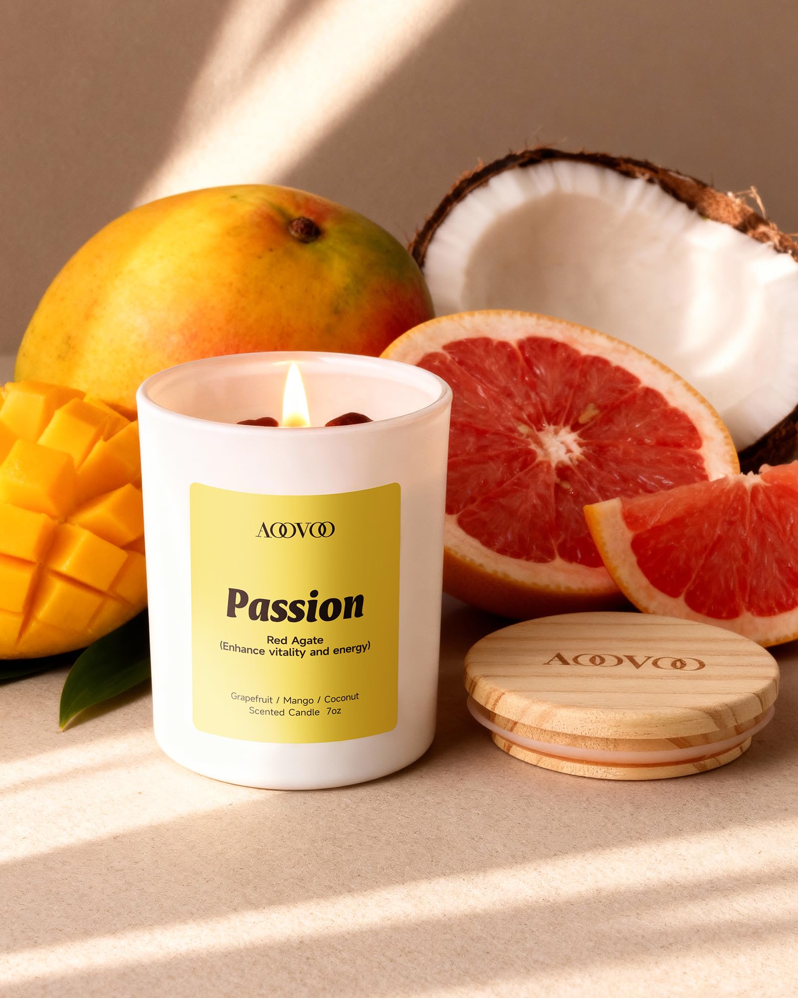 AOOVOO Energy Candles Passion Red Agate inspires motivation during study or work.