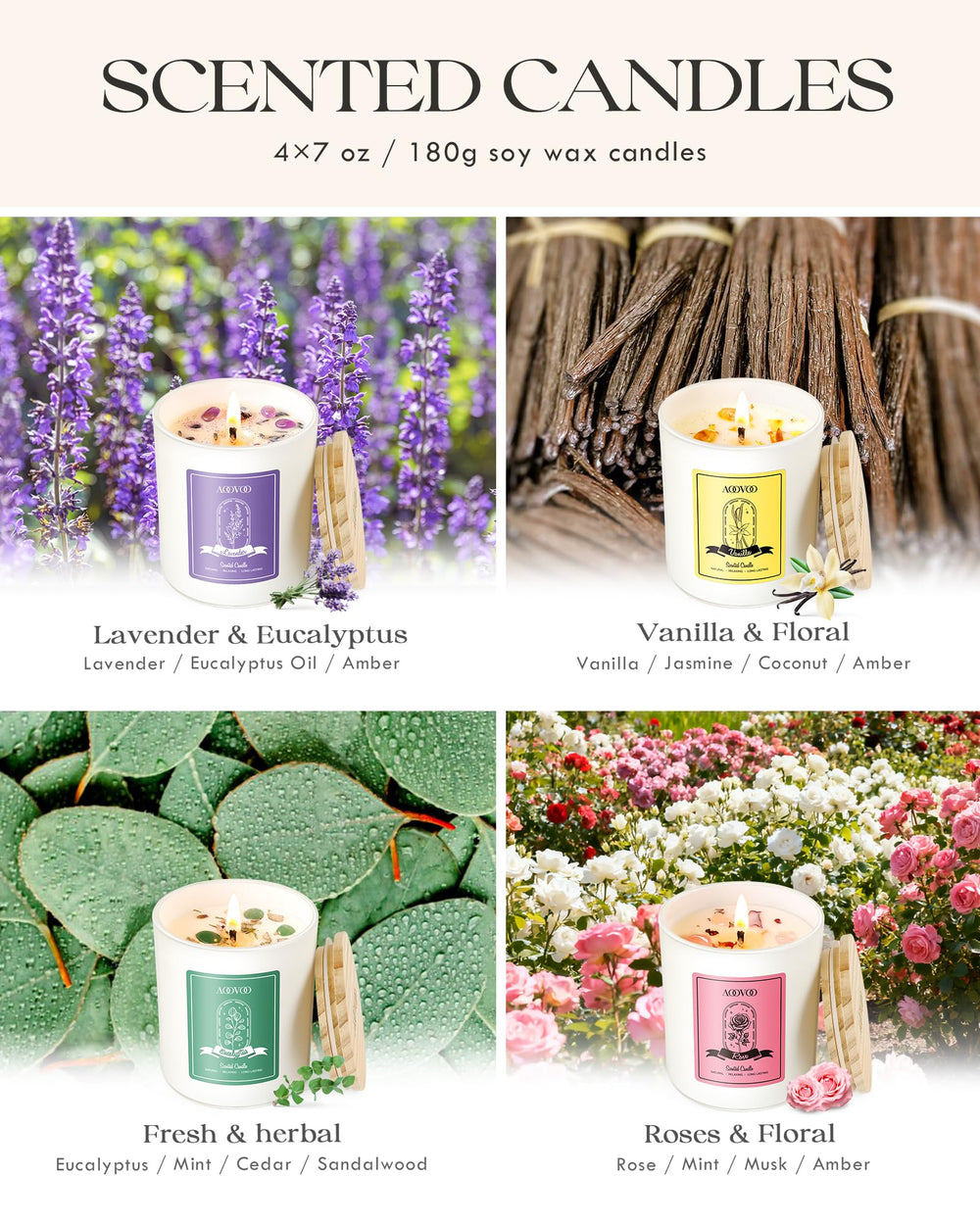 AOOVOO four candle gift box showcasing the set