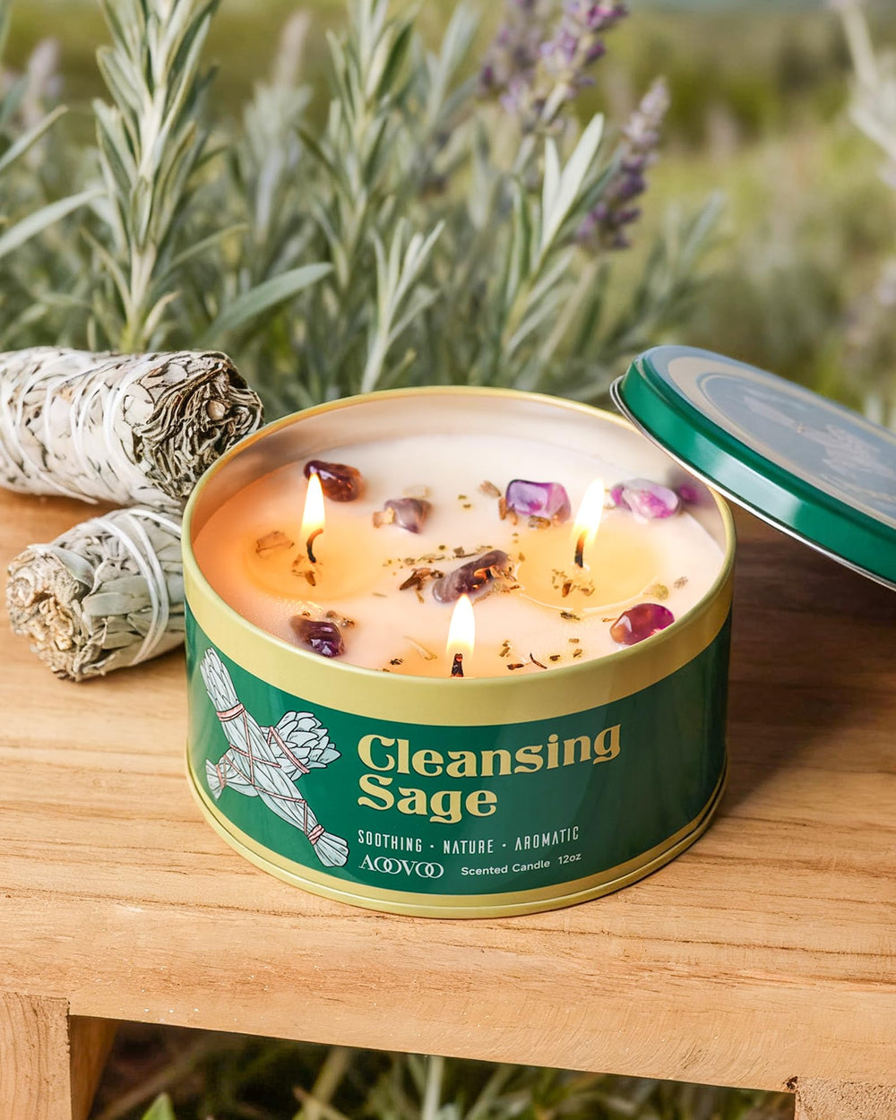 AOOVOO Gift-pack sage candle ideal for thoughtful, wellness-inspired presents