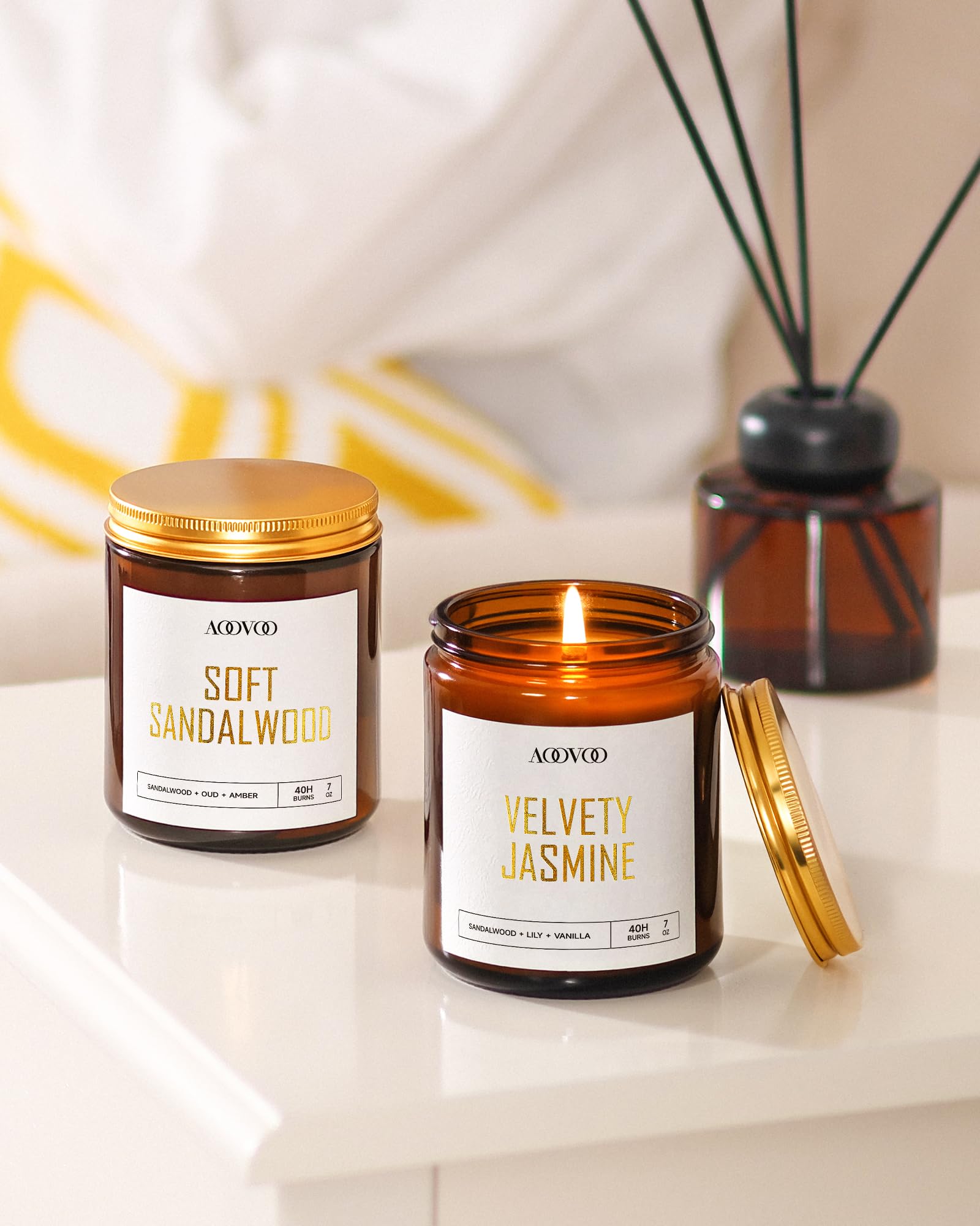 AOOVOO glass jar with gold foil labels for stylish décor.