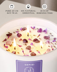 AOOVOO candle surface shows amethyst crystals during burn