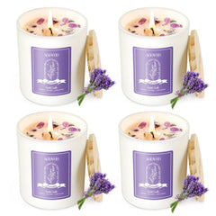 AOOVOO Lavender Candles Set with crystals inside creates a calming ambiance