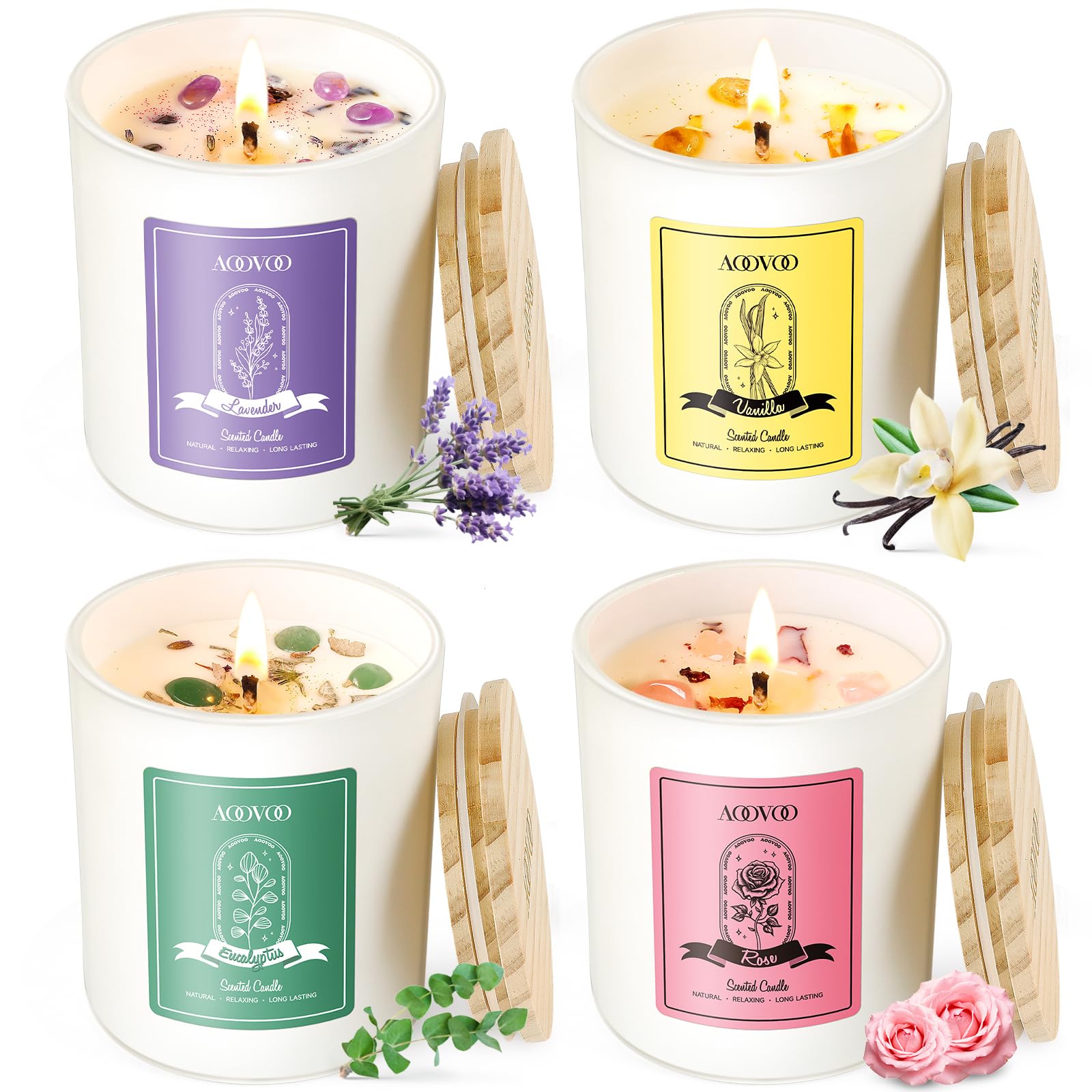 AOOVOO Rose candle with a crystal inside for calm ambiance