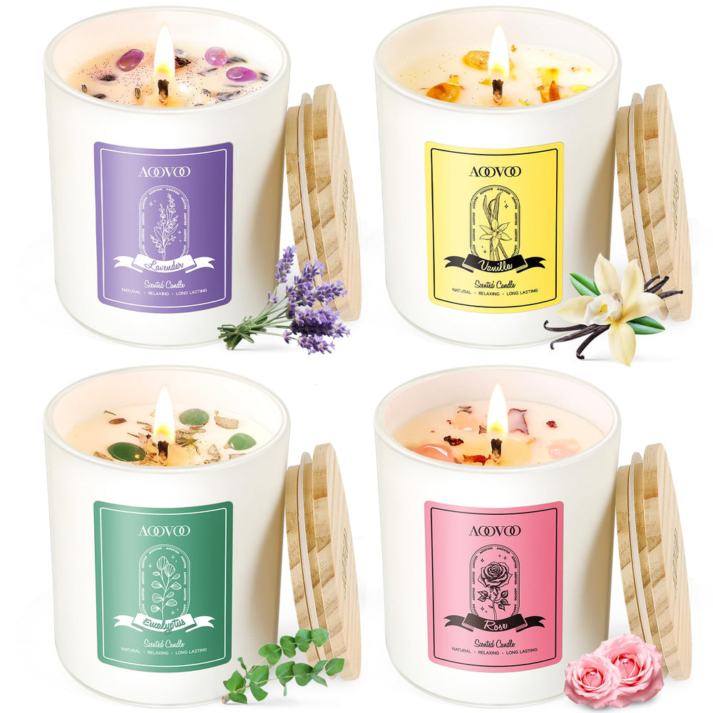AOOVOO Rose candle with a crystal inside for calm ambiance