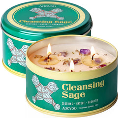 AOOVOO Sage Candle with crystals inside offers a meditative ambiance and purification vibes