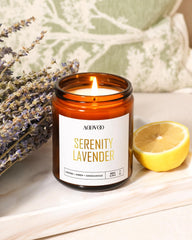 AOOVOO sage candle jar purifies space with fresh herbal scent.