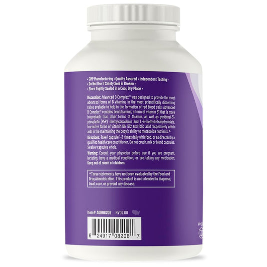 Close-up of AOR Advanced B Complex vegan capsules for daily energy and metabolism support
