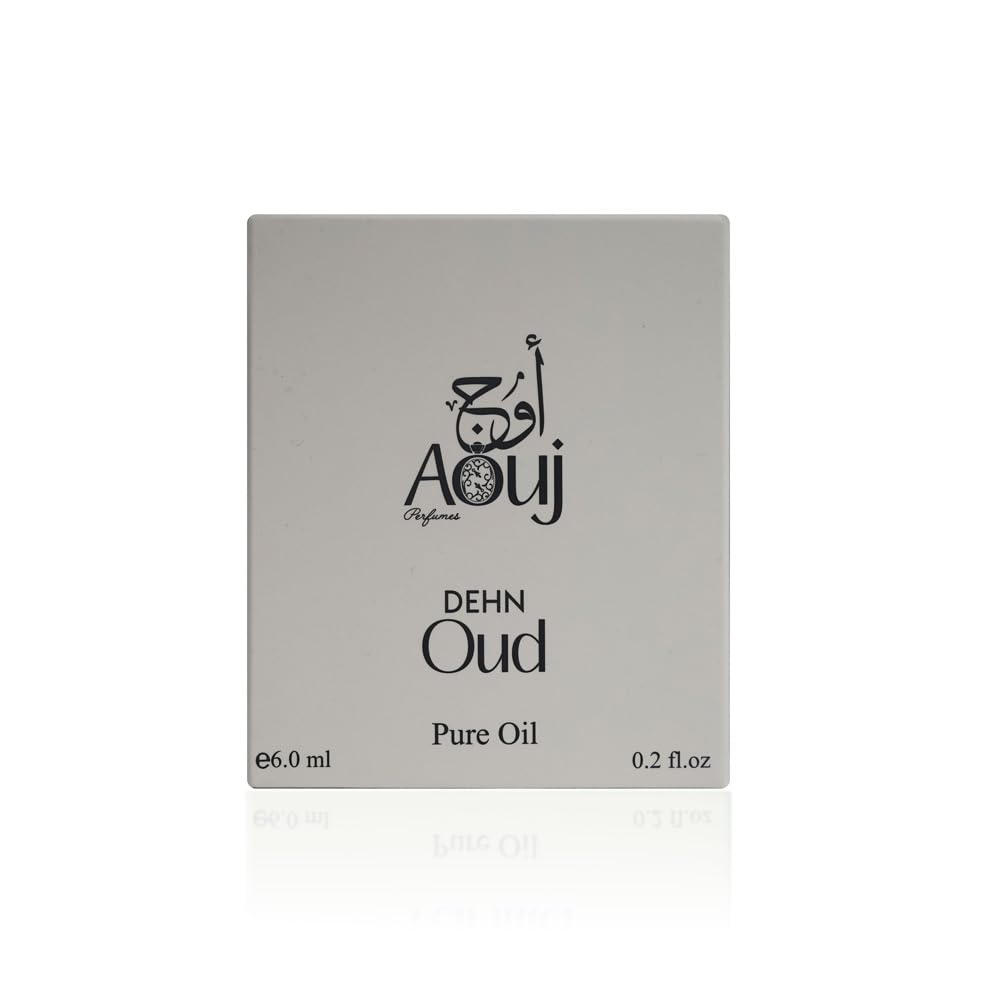 AOUJ Dehn Oud amber musk 6ml close-up highlights warm, inviting aroma.