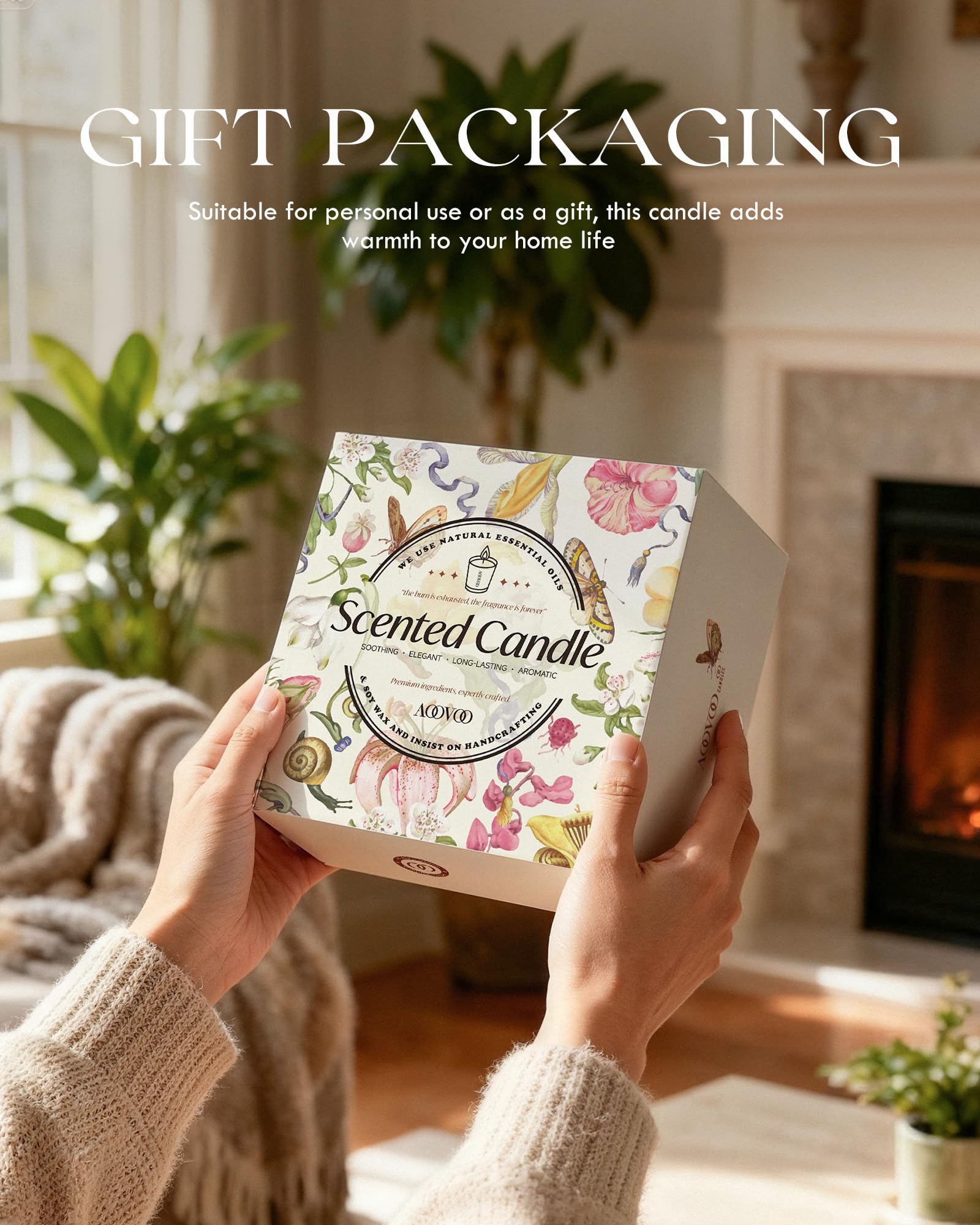 AOOVOO Candle Set Gift Box image showcases elegant packaging for gifting.
