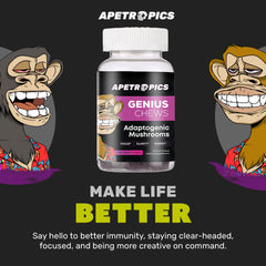 Apetropics Genius Chews jar on desk implying daily routine
