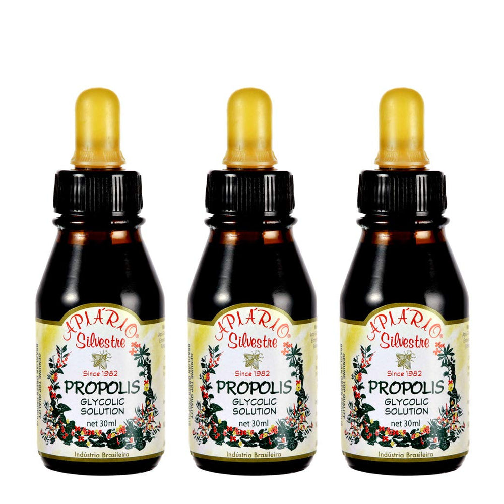 Apiario Silvestre Green Propolis bottle with non-alcoholic glycolic extract for daily use.