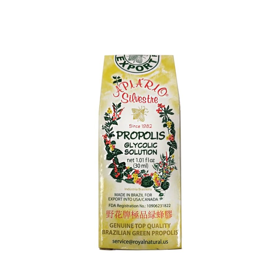 Apiario Silvestre propolis drops ready to dilute in water before meals.