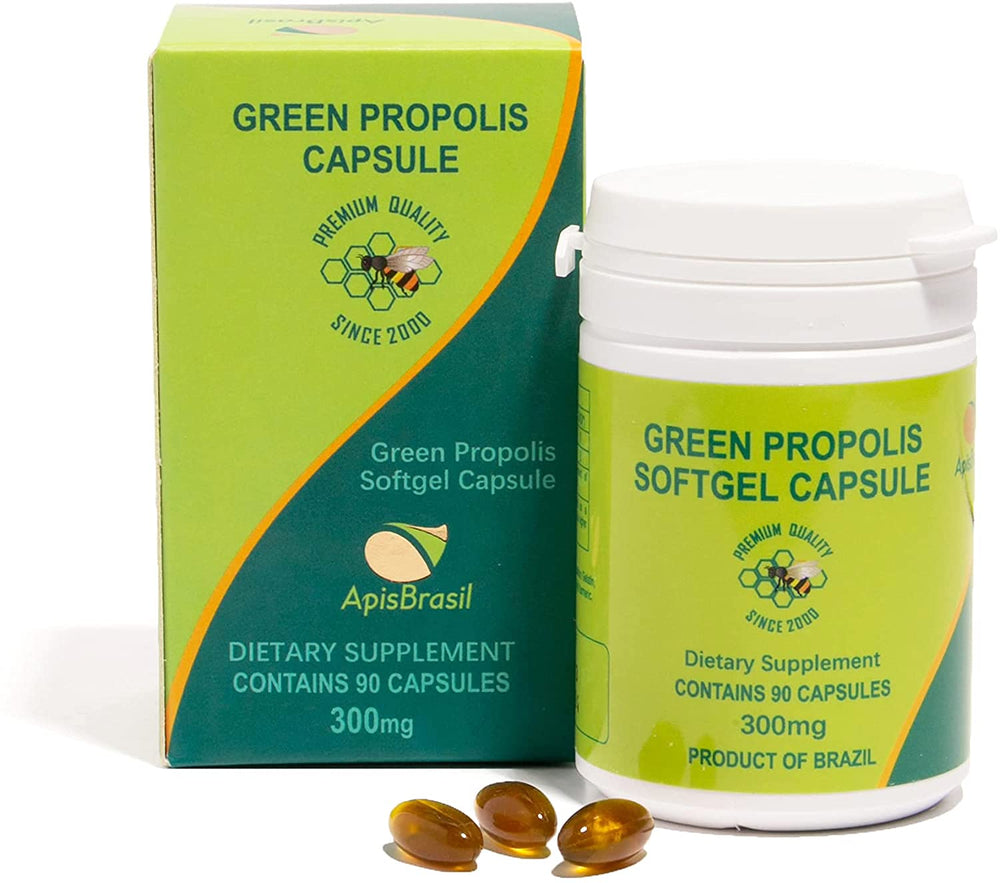 ApisBrasil Green Propolis bottle promotes daily immune support.