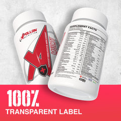 Apollon Nutrition Multivitamin bottle with glass demonstrates everyday wellness usage.