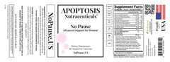 Apoptosis Menopause capsules close-up highlighting easy-to-swallow design.