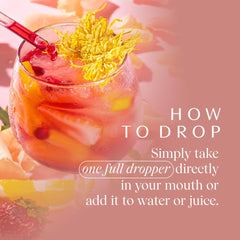 A glass with the Rosé-Tinted Glasses mix suggests refreshing, alcohol-free ritual by Apothékary.