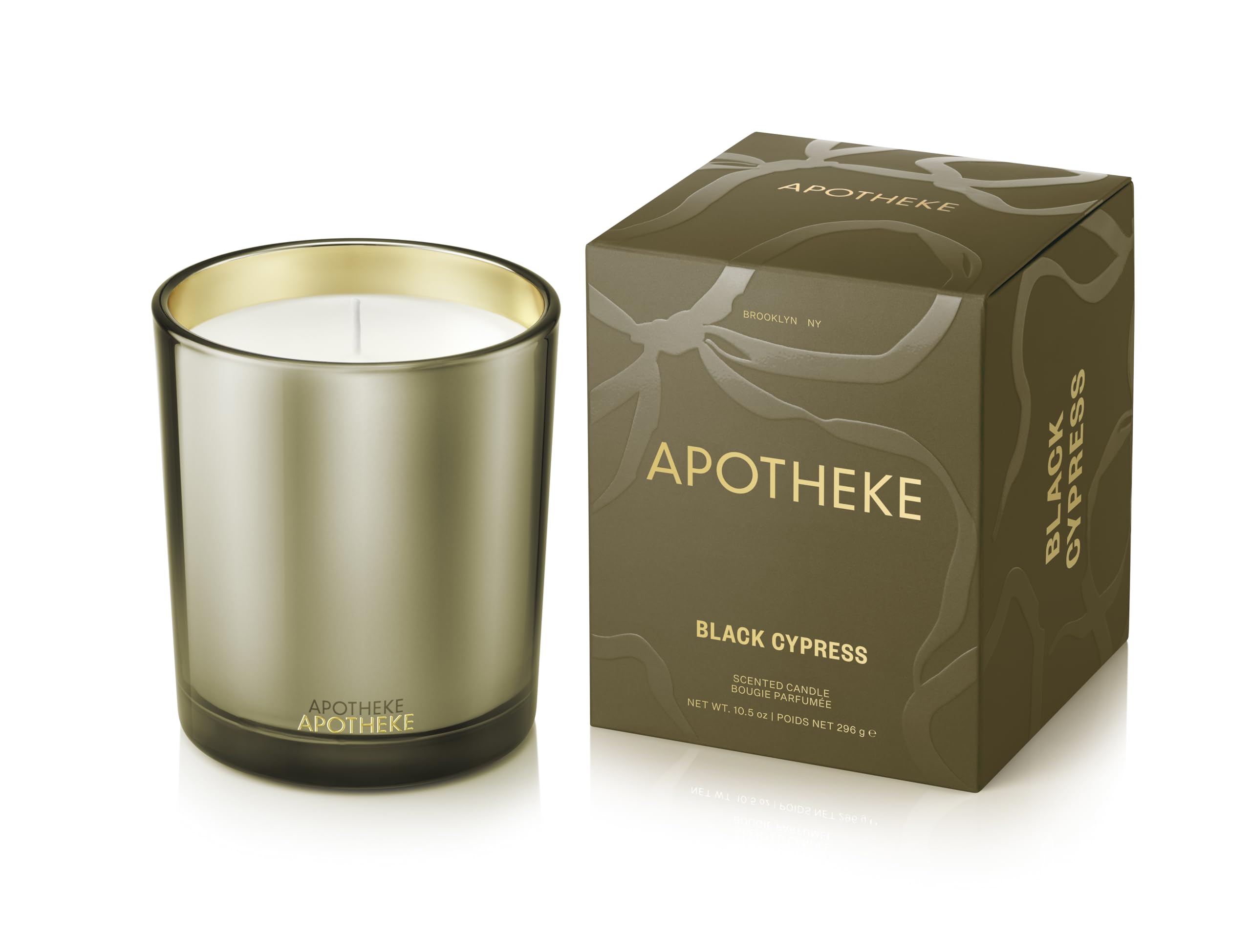 APOTHEKE Black Cypress candle jar closeup for cozy evenings