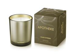APOTHEKE Black Cypress candle jar closeup for cozy evenings
