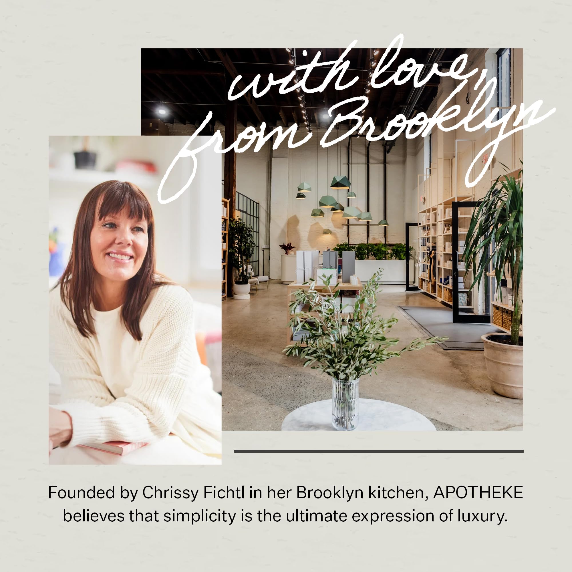 Brooklyn-made APOTHEKE packaging highlighting ethical, premium fragrance.