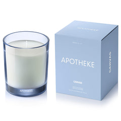 APOTHEKE Canvas Petite Candle label close-up showing luxury branding and clean design.