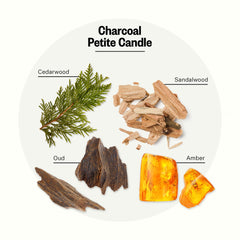 APOTHEKE Charcoal Petite Candle cedar-sandalwood aroma fills the room