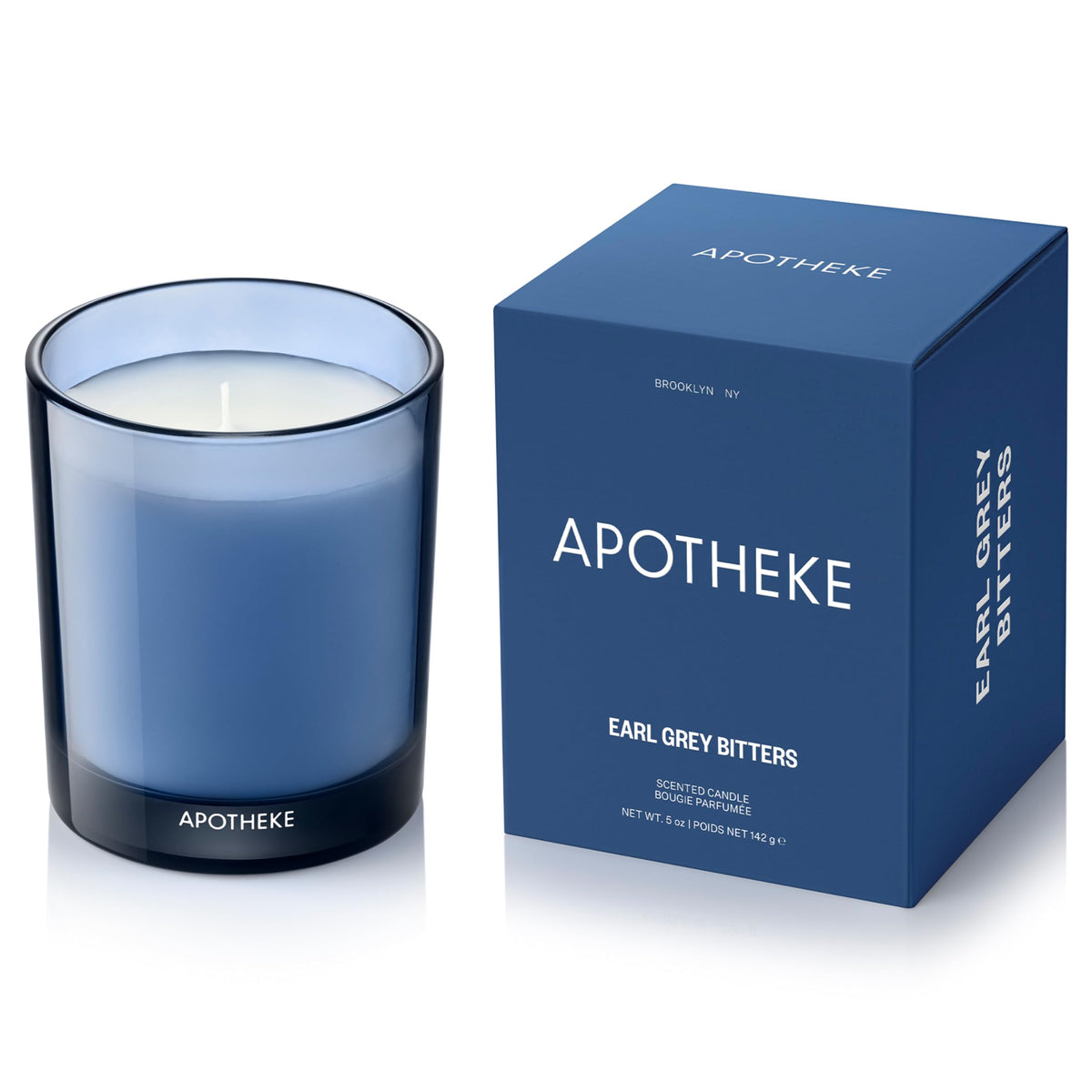 APOTHEKE Earl Grey Bitters petite candle jar for calming home ambiance.