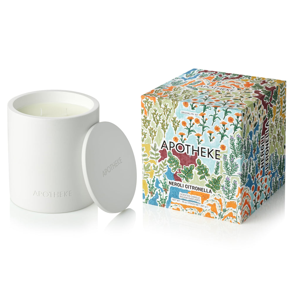 APOTHEKE Neroli Citronella 2-Wick Concrete Candle with lasting aroma.
